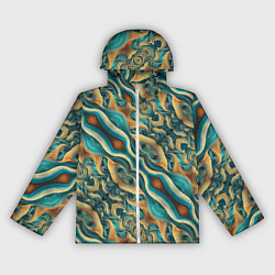 Ветровка с капюшоном женская Голубые и оранжевые переливы, цвет: 3D-белый