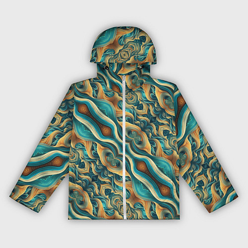 Женская ветровка Голубые и оранжевые переливы / 3D-Белый – фото 1