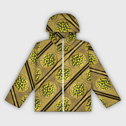 Ветровка с капюшоном женская Лютики-цветочки деревянная текстура, цвет: 3D-белый