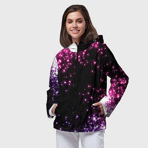Женская ветровка Неоновые звезды - neon / 3D-Черный – фото 3