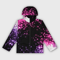 Ветровка с капюшоном женская Неоновые звезды - neon, цвет: 3D-черный