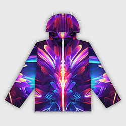 Ветровка с капюшоном женская Неоновые объекты абстракция, цвет: 3D-белый