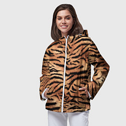 Ветровка с капюшоном женская Полосатая шкура тигра, цвет: 3D-белый — фото 2