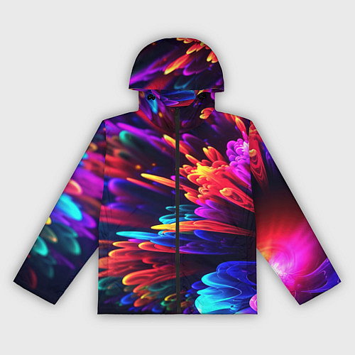 Женская ветровка Неоновая абстракция в виде цветов / 3D-Черный – фото 1