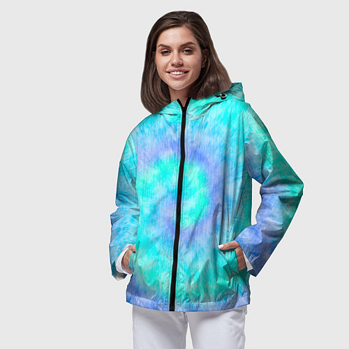 Женская ветровка Тай дай морская волна / 3D-Черный – фото 3
