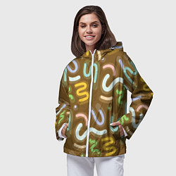 Ветровка с капюшоном женская Brown abstraction, цвет: 3D-белый — фото 2