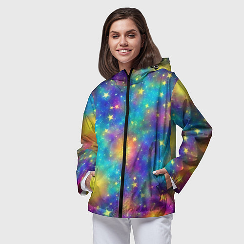 Женская ветровка Звездный космос, сияющий волшебством / 3D-Черный – фото 3