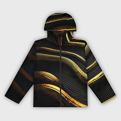 Ветровка с капюшоном женская Золотистые волны абстракция, цвет: 3D-черный