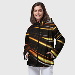Ветровка с капюшоном женская Золотые плавные линии, цвет: 3D-черный — фото 2