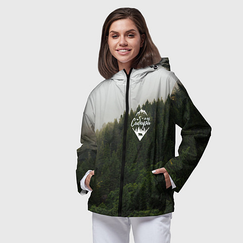 Женская ветровка Я из Сибири на фоне леса / 3D-Черный – фото 3
