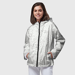 Ветровка с капюшоном женская Хаотичная черно-белая рябь - узор Хуф и Ся, цвет: 3D-черный — фото 2