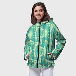 Ветровка с капюшоном женская Green geometry, цвет: 3D-черный — фото 2