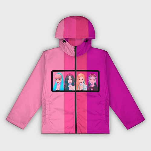 Женская ветровка Группа Black pink на фоне оттенков розового / 3D-Черный – фото 1