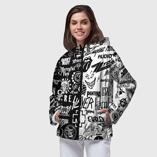 Женская ветровка Логотипы лучших рок групп / 3D-Черный – фото 3
