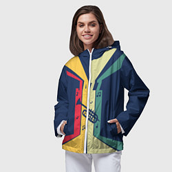 Ветровка с капюшоном женская Труба в разноцветных полосах Jazz music, цвет: 3D-белый — фото 2