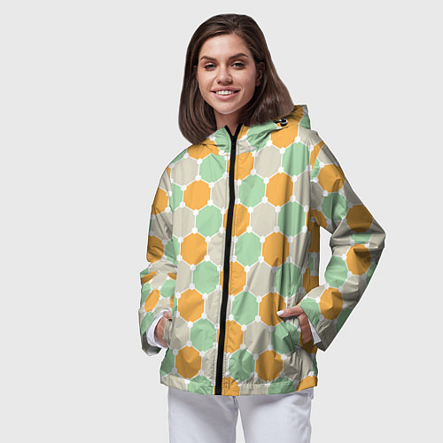 Женская ветровка Grey yellow green style / 3D-Черный – фото 3