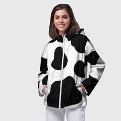 Ветровка с капюшоном женская Принт - пятна коровы, цвет: 3D-белый — фото 2