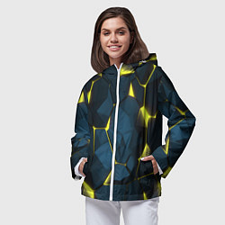 Ветровка с капюшоном женская Желтые неоновые плиты, цвет: 3D-белый — фото 2