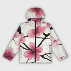 Женская ветровка Цветы и ветви японской сакуры - текстура холста