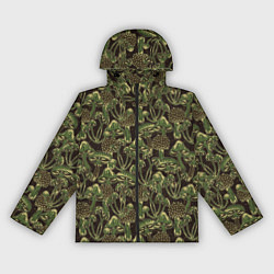 Ветровка с капюшоном женская Магические грибы - камуфляж, цвет: 3D-черный