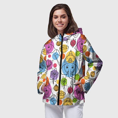 Женская ветровка Индийские слоники / 3D-Черный – фото 3
