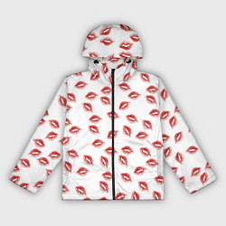 Ветровка с капюшоном женская Поцелуи - паттерн, цвет: 3D-черный