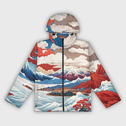 Ветровка с капюшоном женская Пейзаж в Японском стиле, цвет: 3D-черный