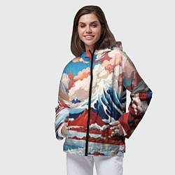 Ветровка с капюшоном женская Пейзаж в Японском ретро стиле, цвет: 3D-черный — фото 2