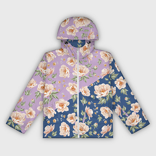 Женская ветровка Розовые пионы паттерн / 3D-Белый – фото 1