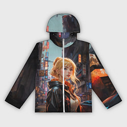 Ветровка с капюшоном женская Боевая городская девчонка, цвет: 3D-белый