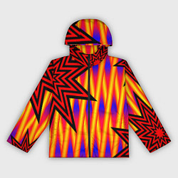 Ветровка с капюшоном женская Ассиметричный с многолучевыми звездами, цвет: 3D-черный