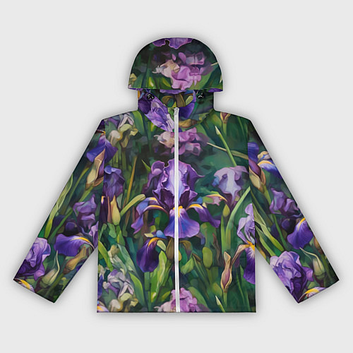 Женская ветровка Ирисы паттерн / 3D-Белый – фото 1