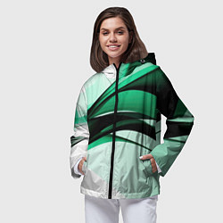 Ветровка с капюшоном женская White green black, цвет: 3D-черный — фото 2