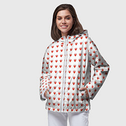 Ветровка с капюшоном женская Сердце эмодзи, цвет: 3D-белый — фото 2