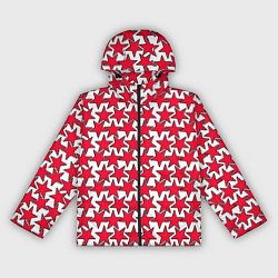 Ветровка с капюшоном женская Ретро звёзды красные, цвет: 3D-черный