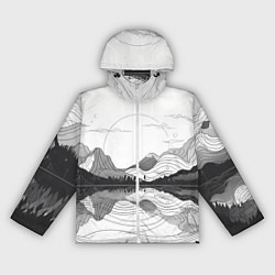Ветровка с капюшоном женская Минималистичный пейзаж чб, цвет: 3D-белый