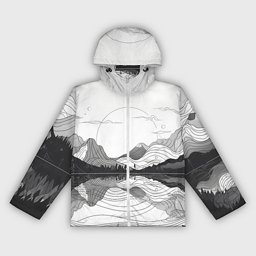 Женская ветровка Минималистичный пейзаж чб / 3D-Белый – фото 1