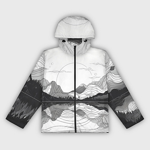 Женская ветровка Минималистичный пейзаж чб / 3D-Черный – фото 1