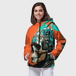 Ветровка с капюшоном женская Art skull - irezumi - Japan, цвет: 3D-черный — фото 2