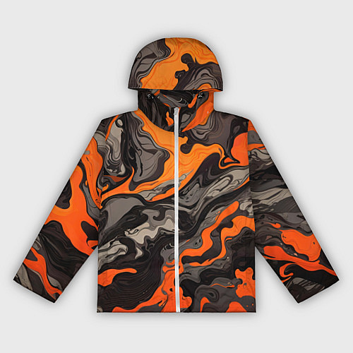 Женская ветровка Оранжево-черный камуфляж / 3D-Белый – фото 1