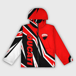 Ветровка с капюшоном женская Ducati- red stripes, цвет: 3D-черный