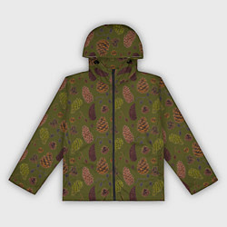 Ветровка с капюшоном женская Шишки разные, цвет: 3D-черный