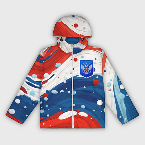 Женская ветровка Триколор брызги краски и герб РФ / 3D-Белый – фото 1