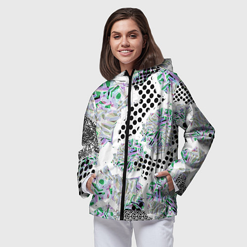Женская ветровка Контрастная абстракция / 3D-Черный – фото 3