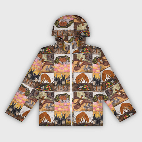 Женская ветровка Коллаж из рисунков с лисой / 3D-Белый – фото 1