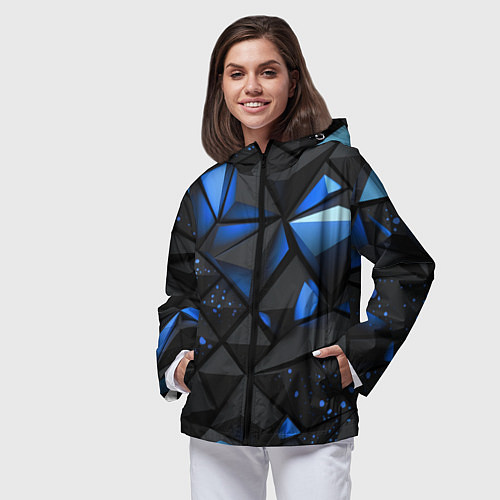 Женская ветровка Blue black texture / 3D-Черный – фото 3
