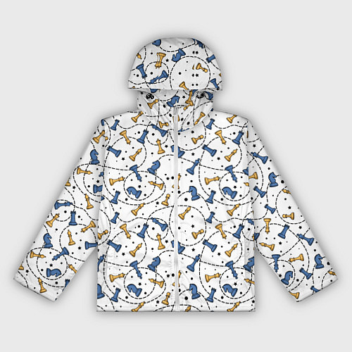 Женская ветровка Синие и желтые шахматные фигуры на белом фоне / 3D-Белый – фото 1