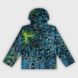 Ветровка с капюшоном женская Мозаичный узор в синих и зеленых тонах, цвет: 3D-черный