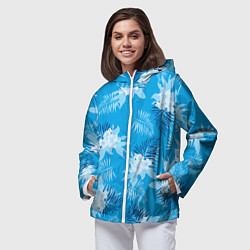 Ветровка с капюшоном женская Синие цветы - Vice city - new ver, цвет: 3D-белый — фото 2