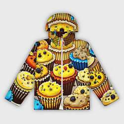 Ветровка с капюшоном женская Вкусный принт - кексы от нейросети, цвет: 3D-белый